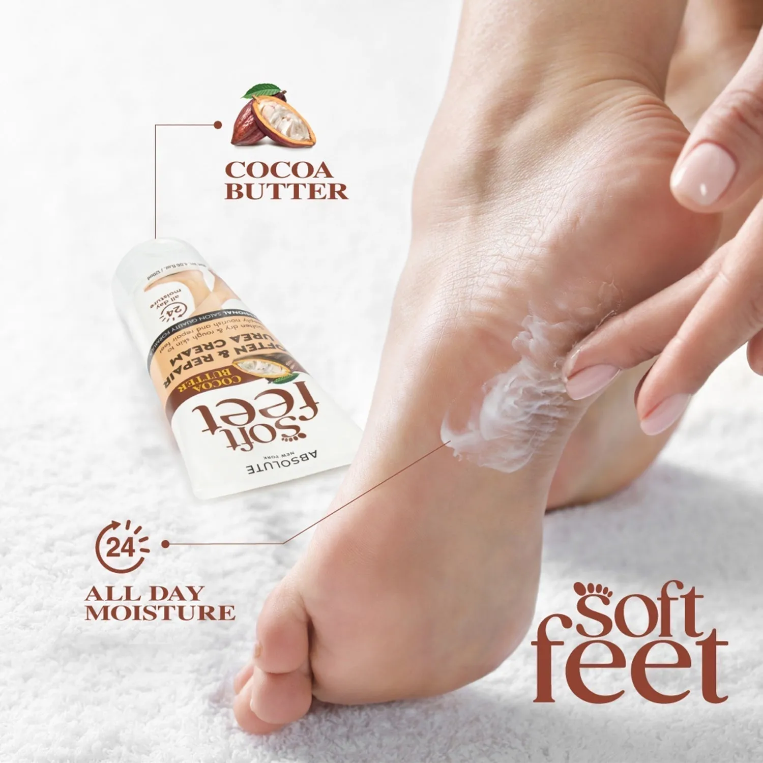 Absolute New York Soft Feet Soften & Repair Urea Foot Cream 4.06oz/ 120ml