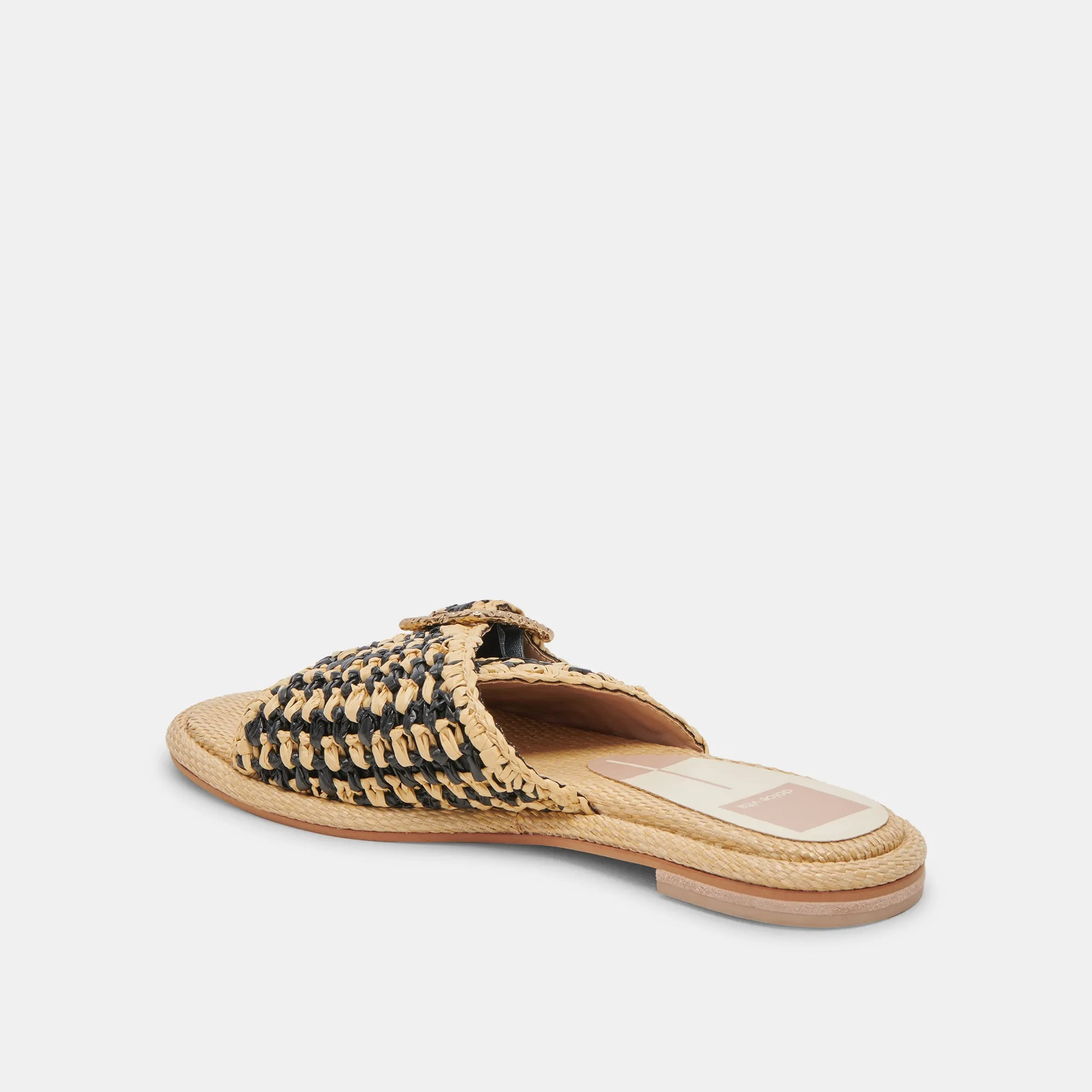 ALONZO SANDALS BLACK NATURAL RAFFIA