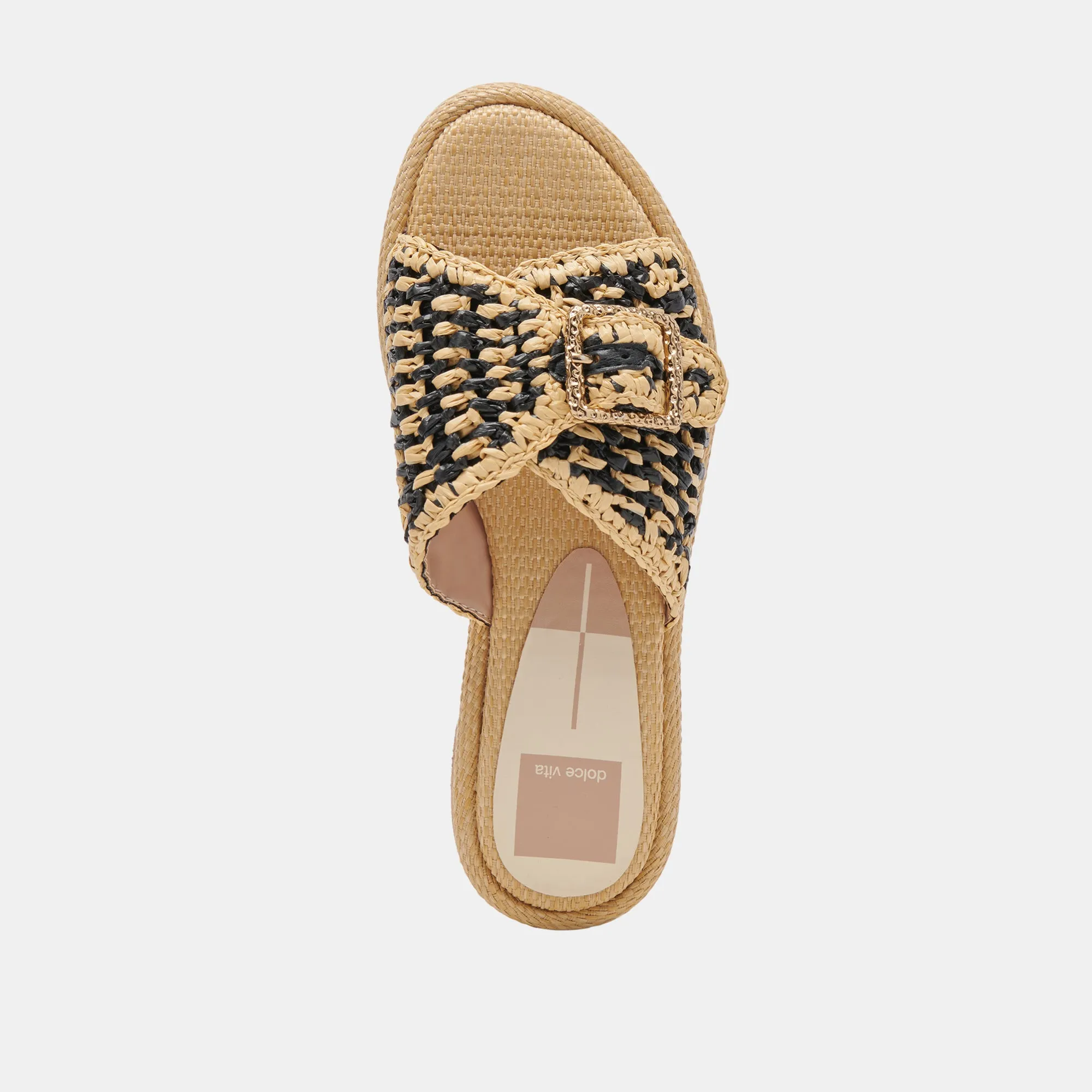 ALONZO SANDALS BLACK NATURAL RAFFIA