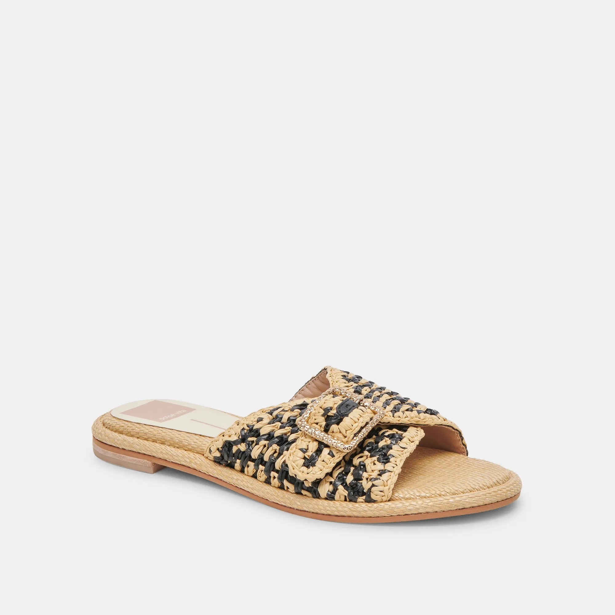 ALONZO SANDALS BLACK NATURAL RAFFIA