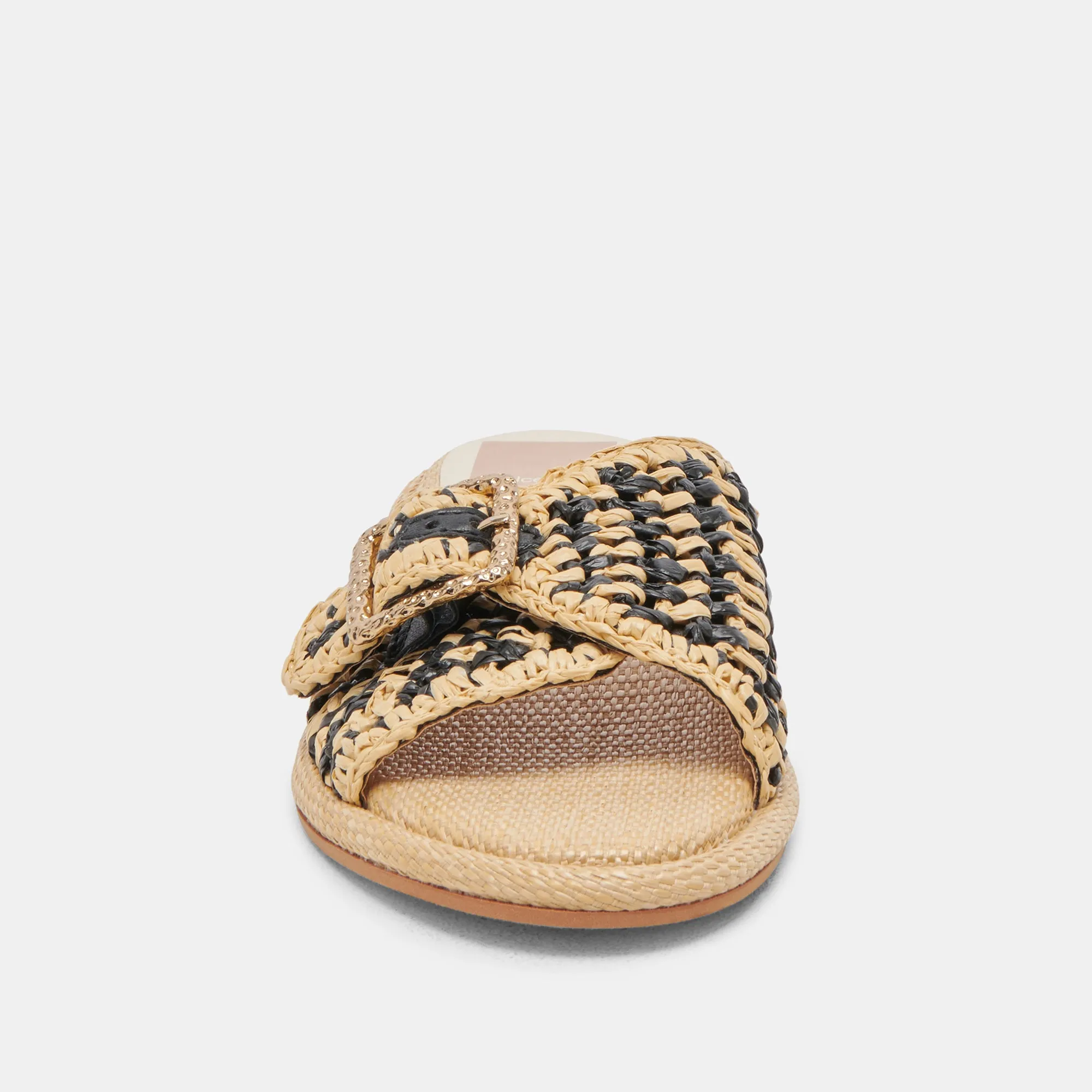 ALONZO SANDALS BLACK NATURAL RAFFIA