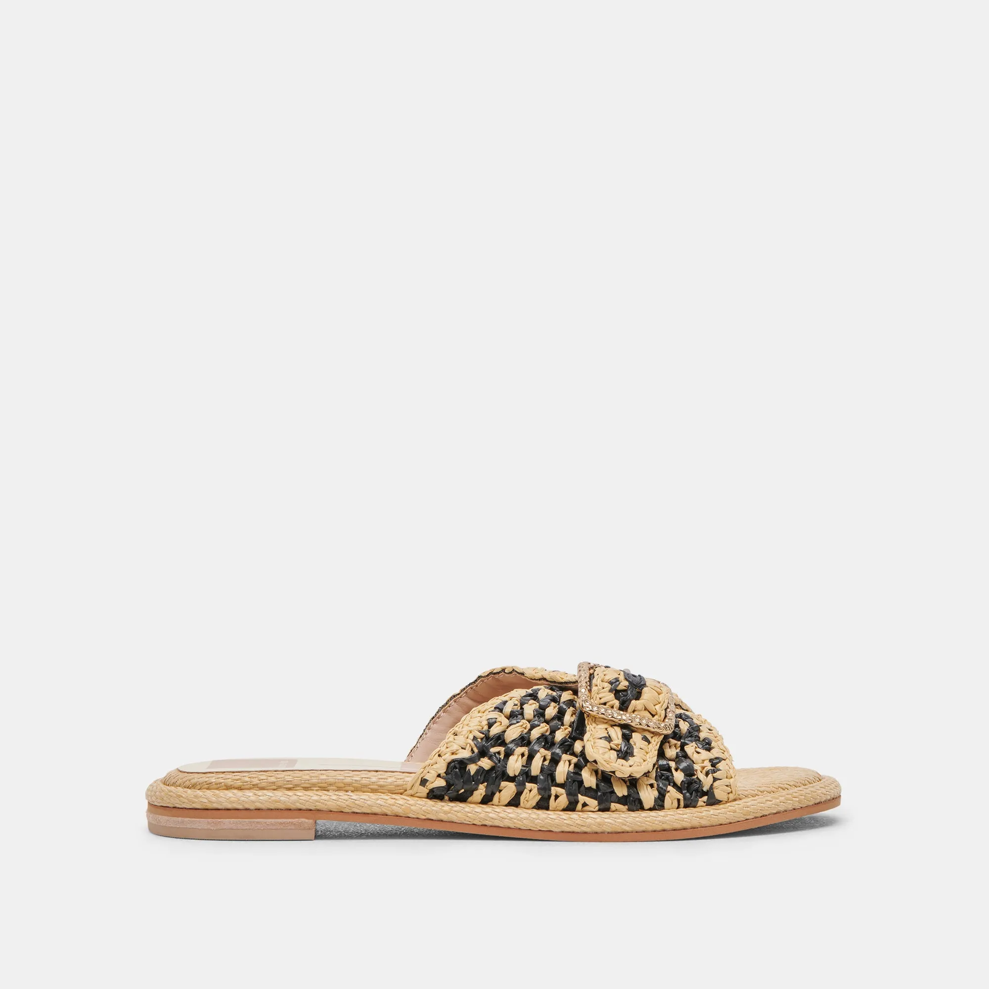 ALONZO SANDALS BLACK NATURAL RAFFIA