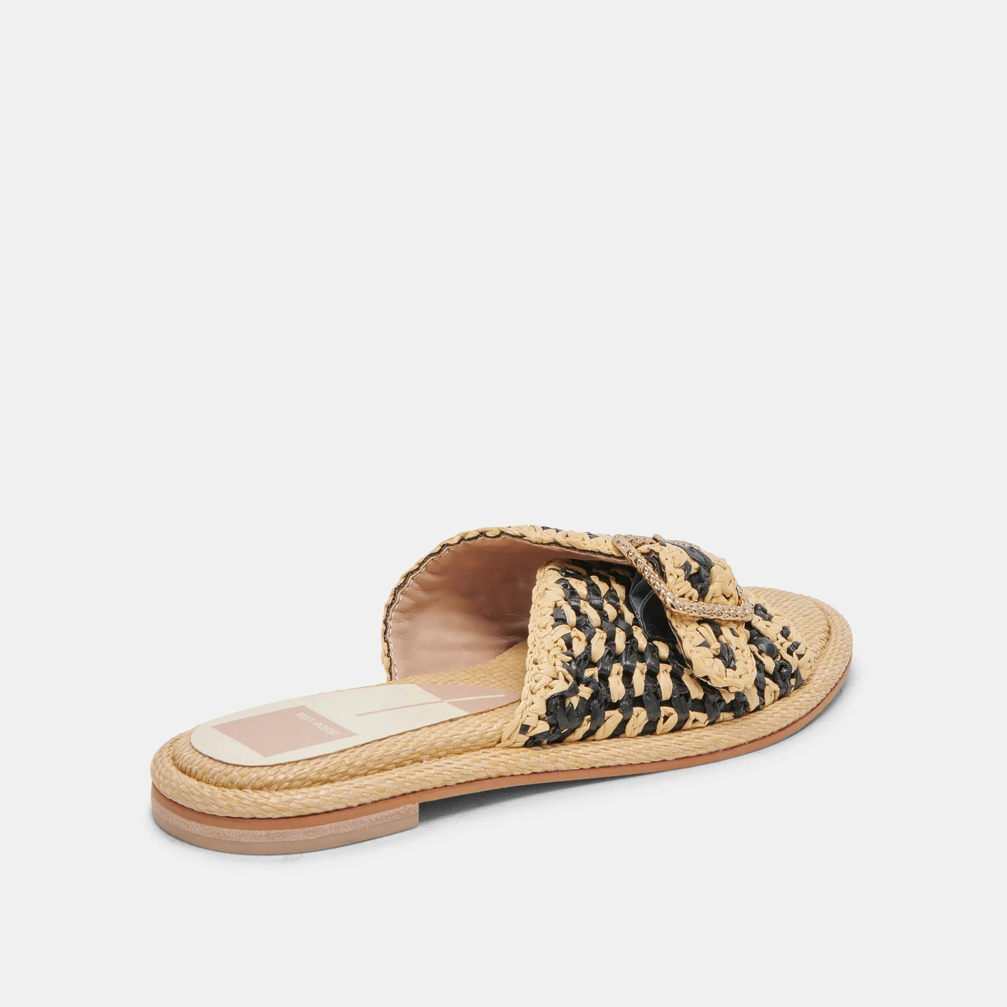 ALONZO SANDALS BLACK NATURAL RAFFIA