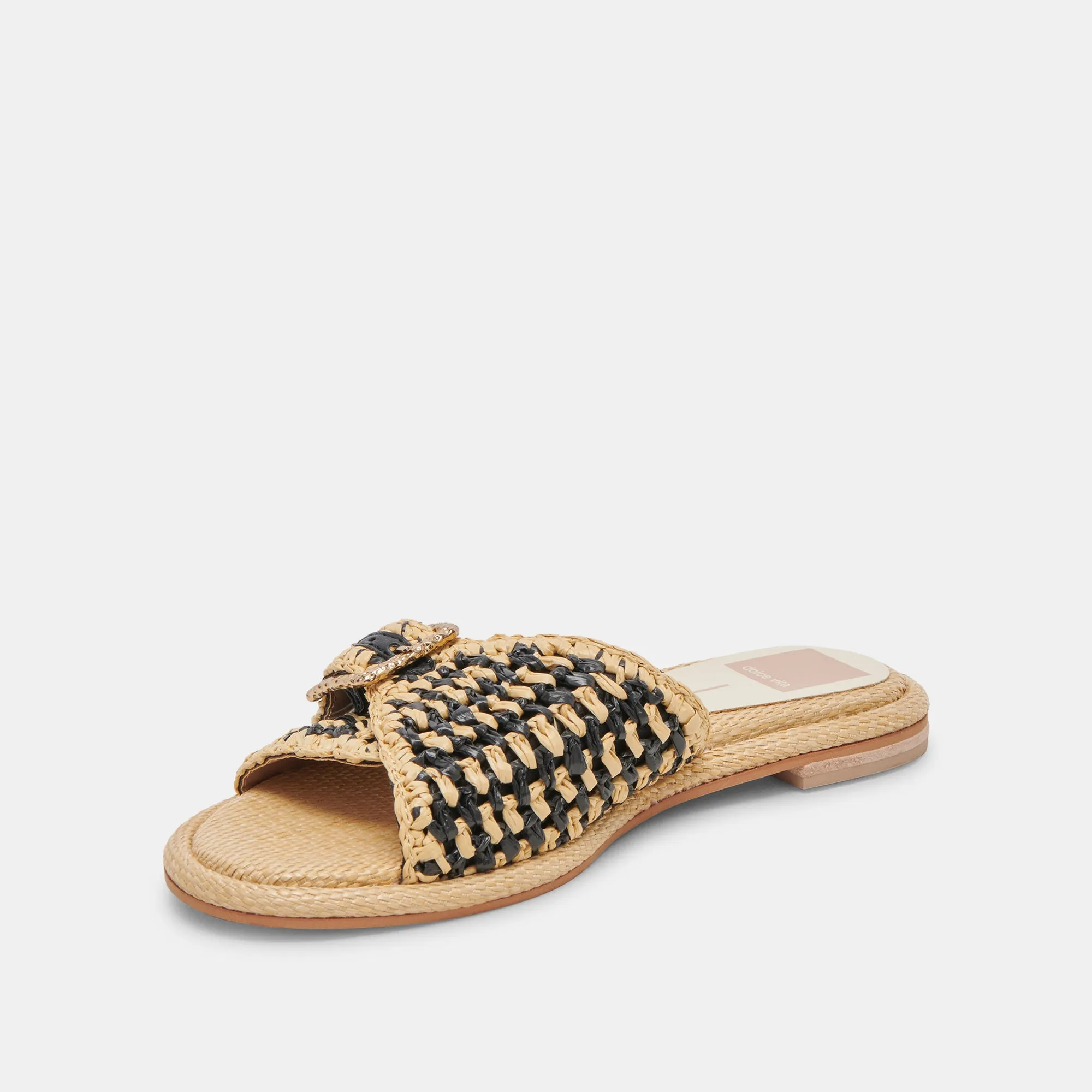 ALONZO SANDALS BLACK NATURAL RAFFIA