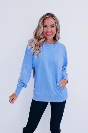 Amelia Acid Washed Sweatshirt - Blue