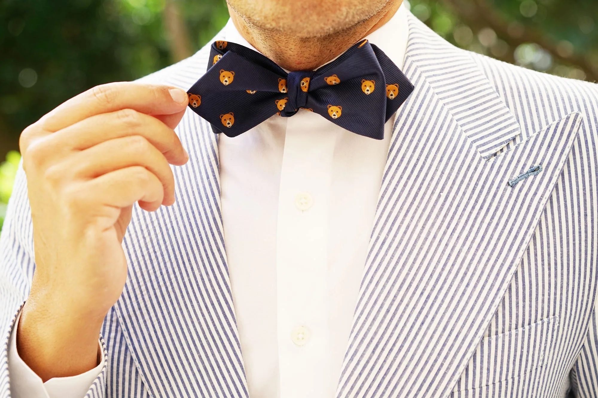 American Brown Bear Diamond Self Bow Tie