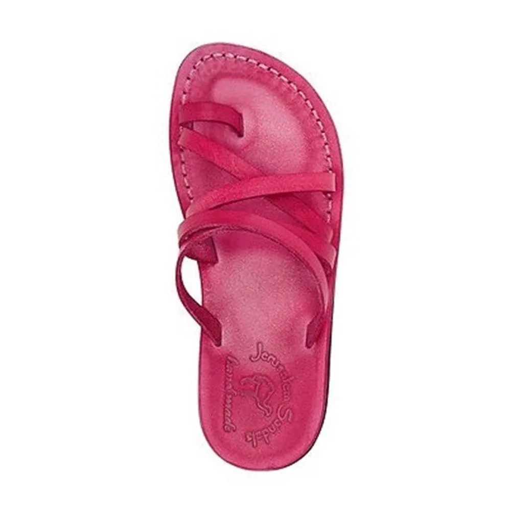 Ariel - Leather Cross Strap Sandal | Pink