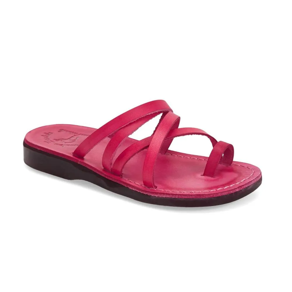 Ariel - Leather Cross Strap Sandal | Pink