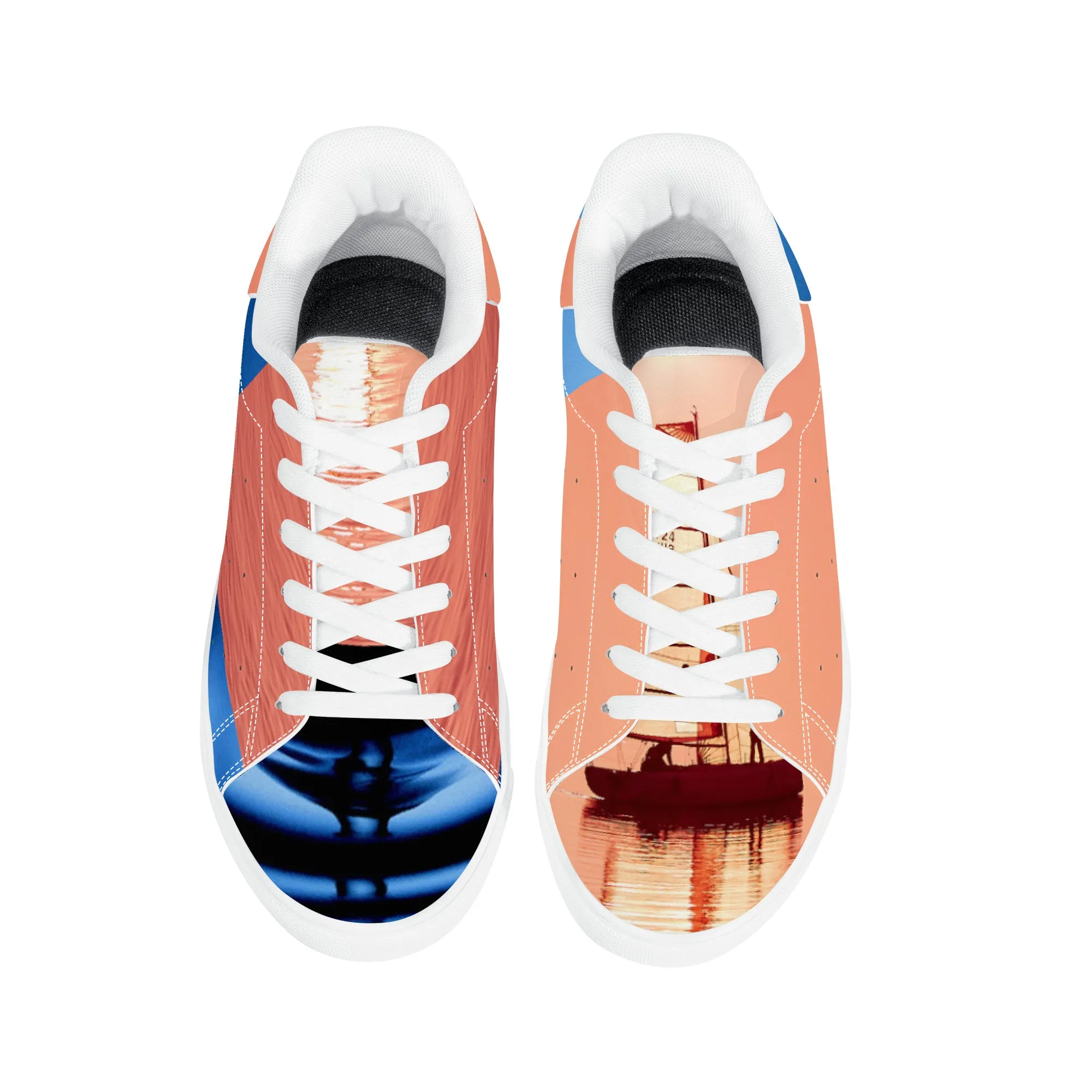 Blue Sail Vegan Leather Sneakers | Low Top Customized | Shoe Zero