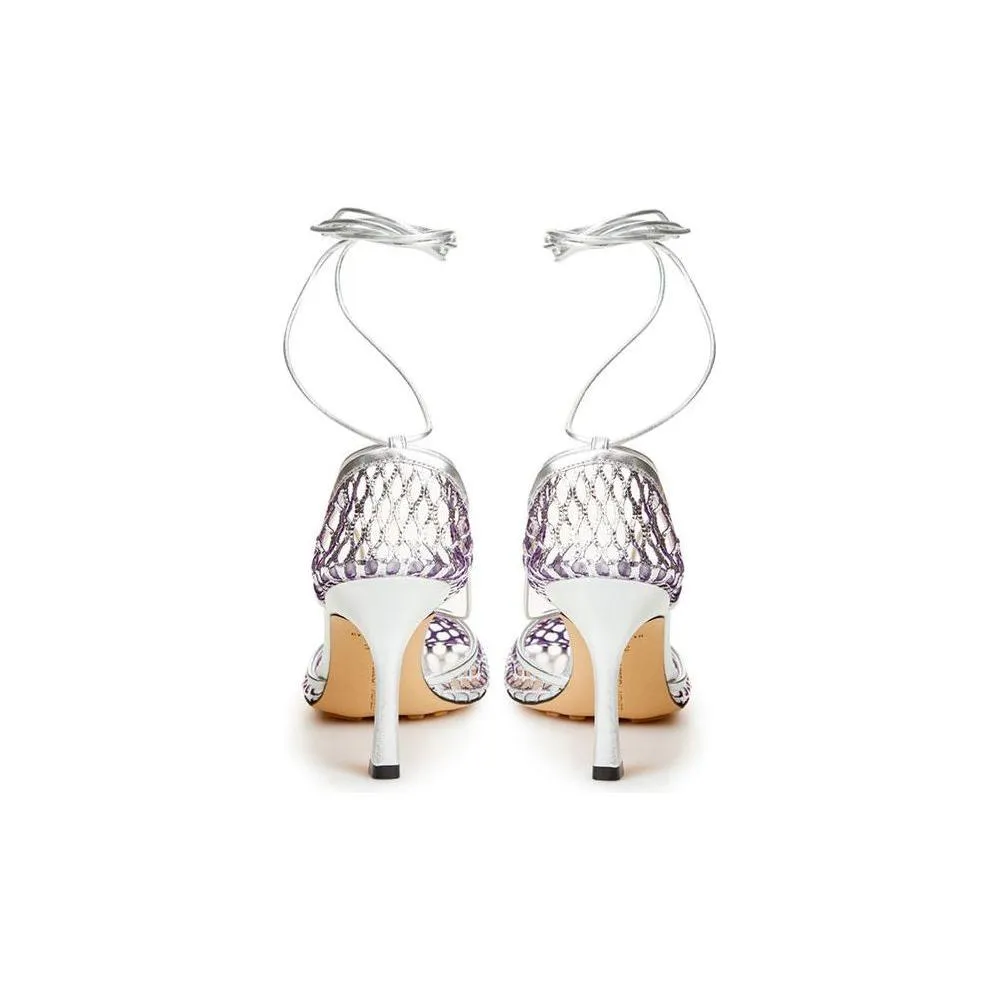 Bottega Veneta Silver Cotton Leather Sandals