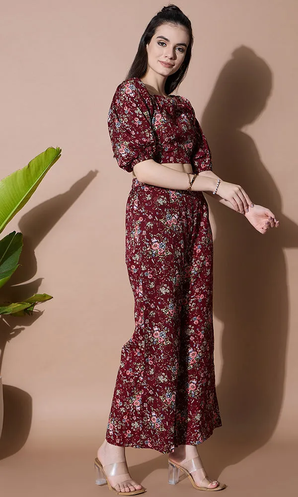 BURGUNDY BLOSSOM CROP TOP