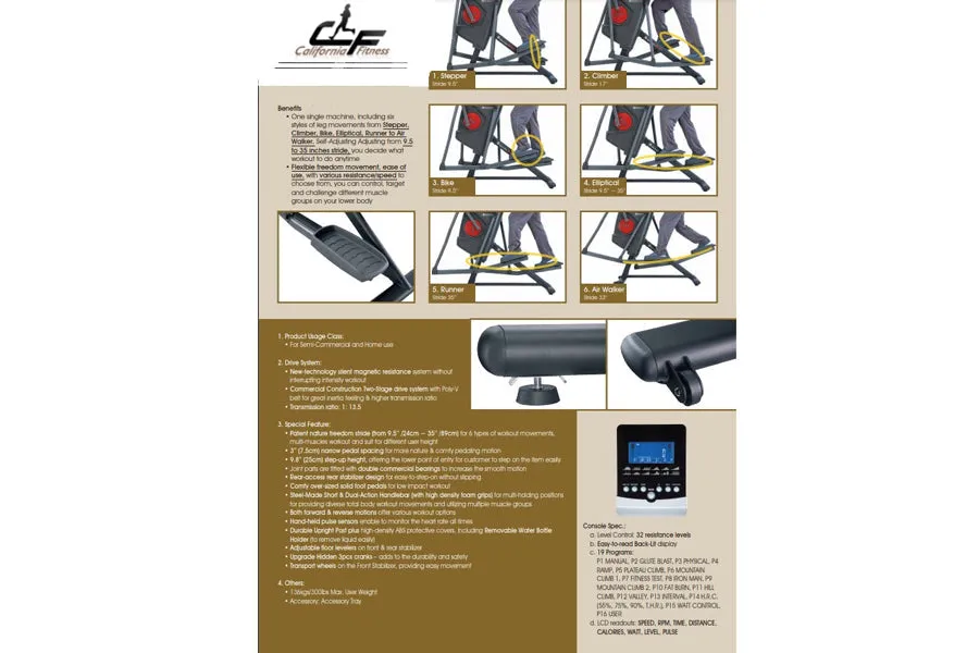 California Fitness AM3 Adaptive Motion Elliptical (DEMO)