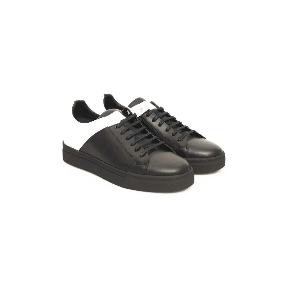 Cerruti 1881 Black Leather Men Sneaker