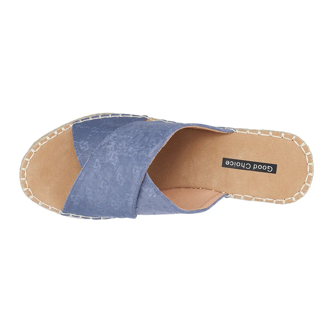 Darline Blue Espadrille Wedge Sandals