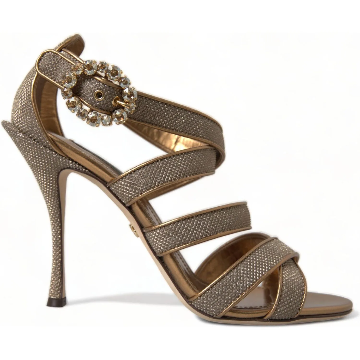 Dolce & Gabbana Bronze Crystal Stiletto Heels Sandals