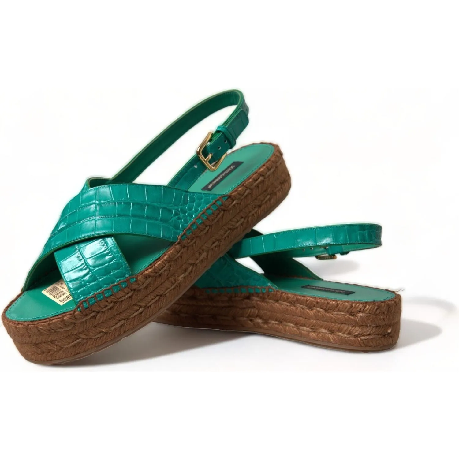 Dolce & Gabbana Elegant Green Espadrille Platform Sandals