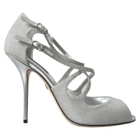 Dolce & Gabbana Elegant Shimmering Silver High-Heeled Sandals