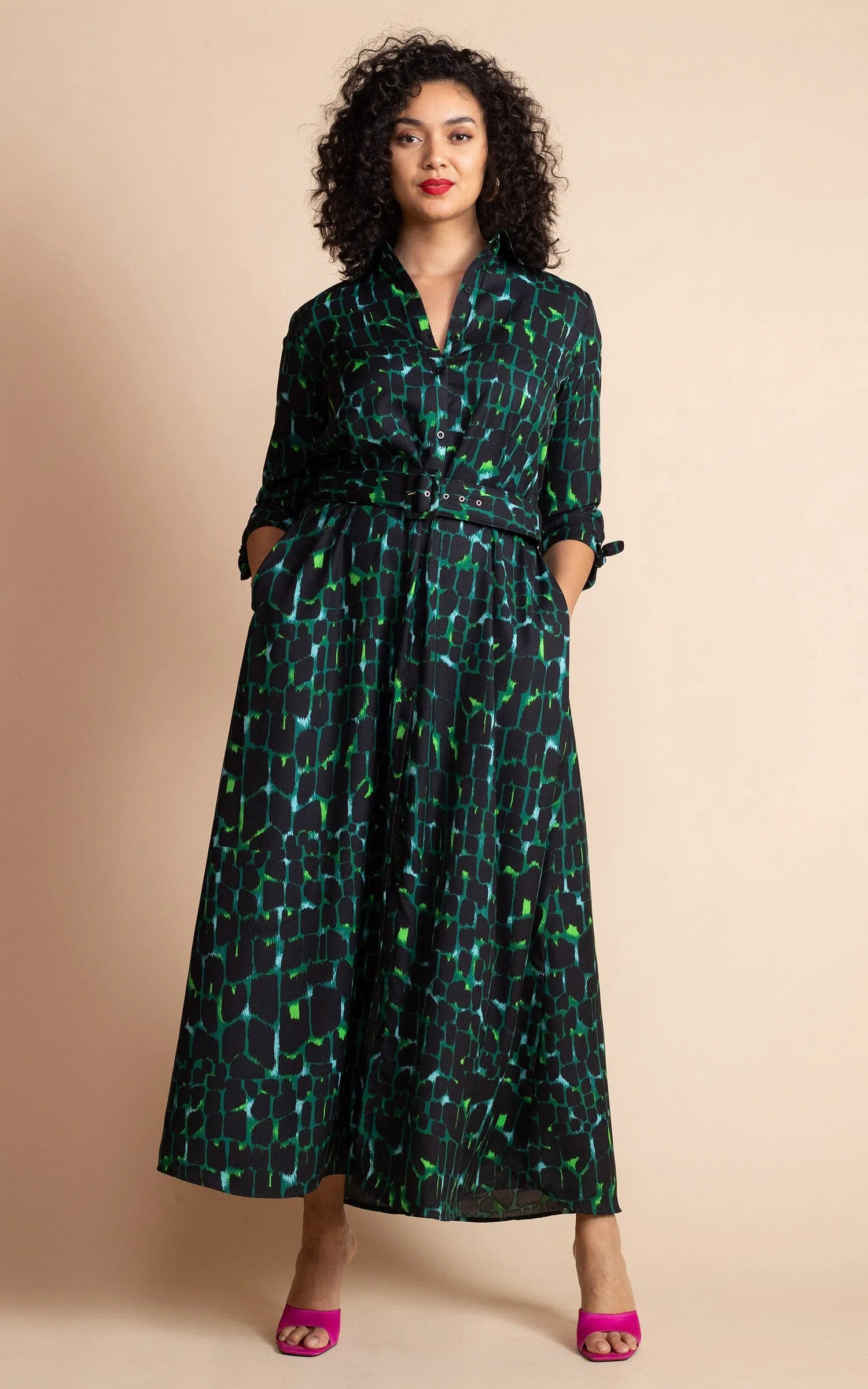 Dove Dress in Green Alligator