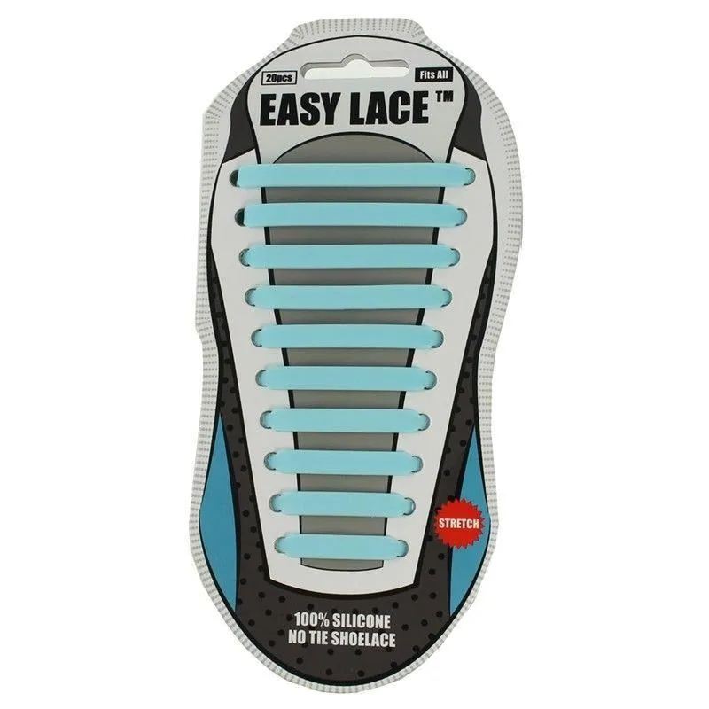 EASY LACE NO TIE ELASTIC SILICONE SLIP ON TRAINERS SHOELACES 20 PIECE