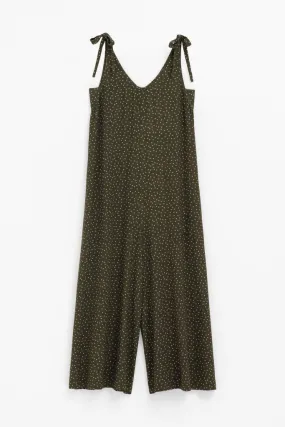 Stylish Elk The Label Jorunn Jumpsuit - Olive and Pink Micro Spot Print