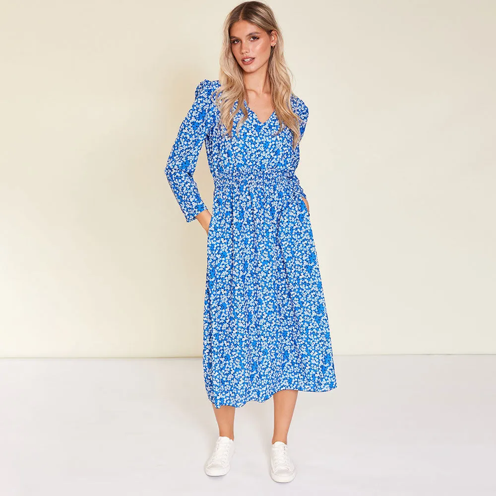 Emery Dress (Blue Floral)