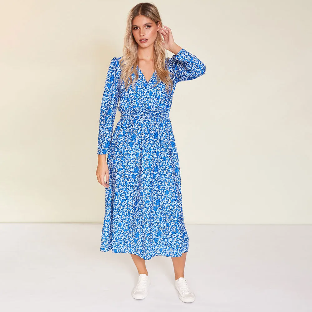 Emery Dress (Blue Floral)