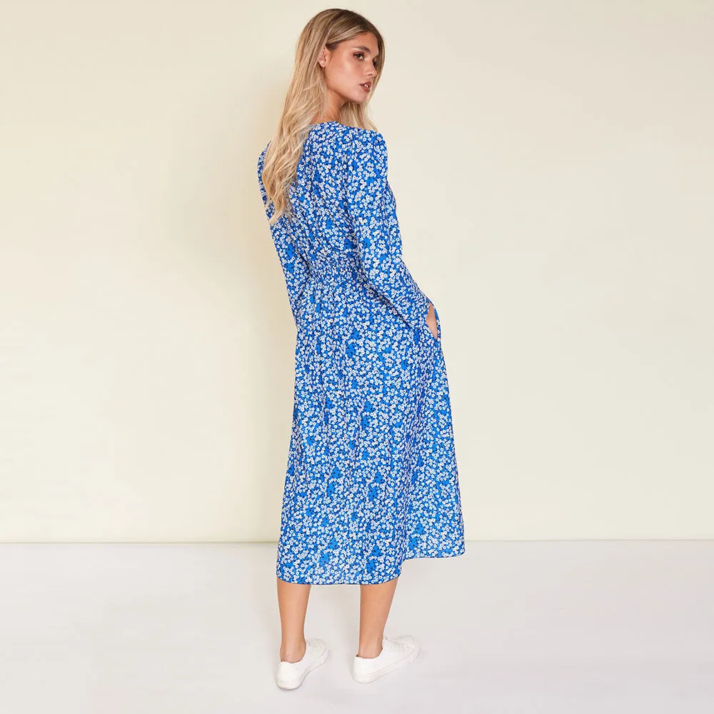 Emery Dress (Blue Floral)