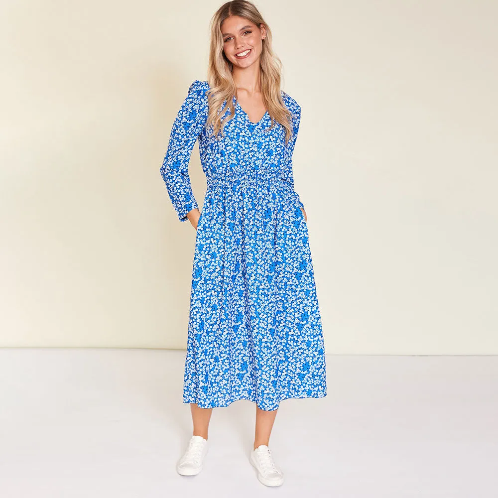 Emery Dress (Blue Floral)