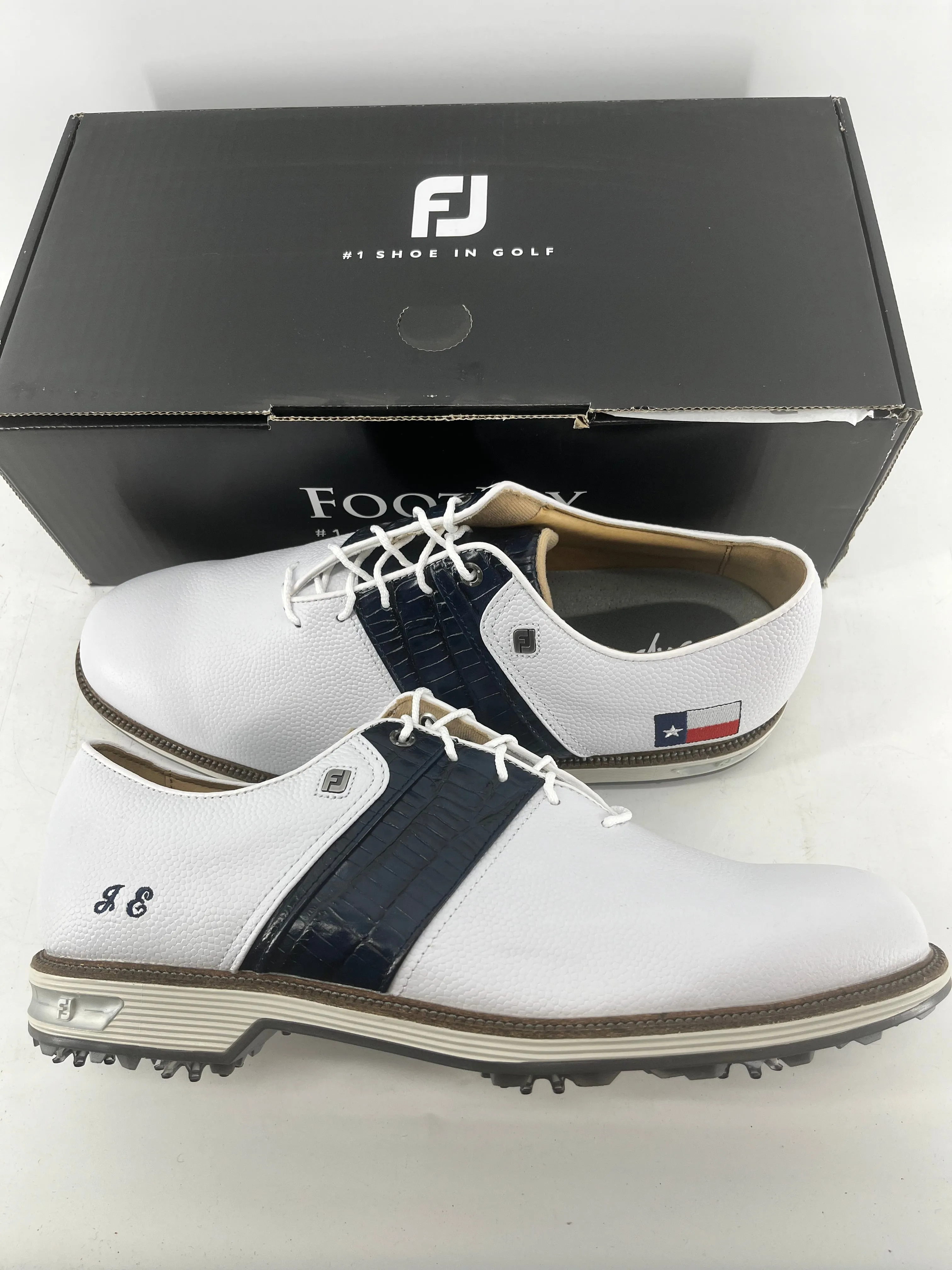 Footjoy Myjoys Premiere Series Custom Packard Golf Shoes White Texas 12.5 M