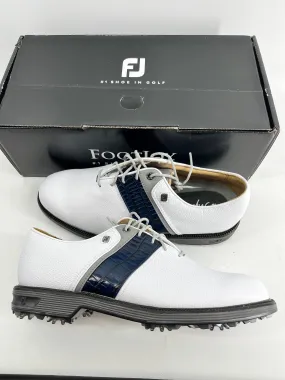 Footjoy Myjoys Premiere Series Packard Golf Shoes White Blue Croc 9.5 Wide