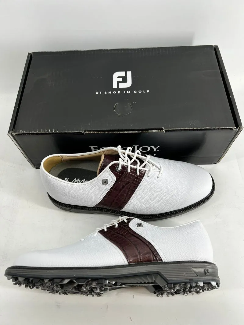 Footjoy Myjoys Premiere Series Packard Golf Shoes White Brown 9 M