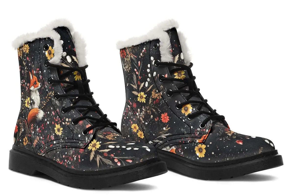 Fox Spirit Winter Boots - Warm Micro-Suede Doc-Style Boots Lined with Vegan Wool