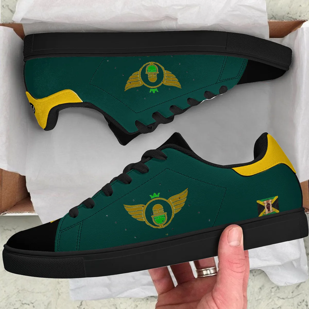 Gold Series - Gold and Green | Low Top Customized | Shoe Zero