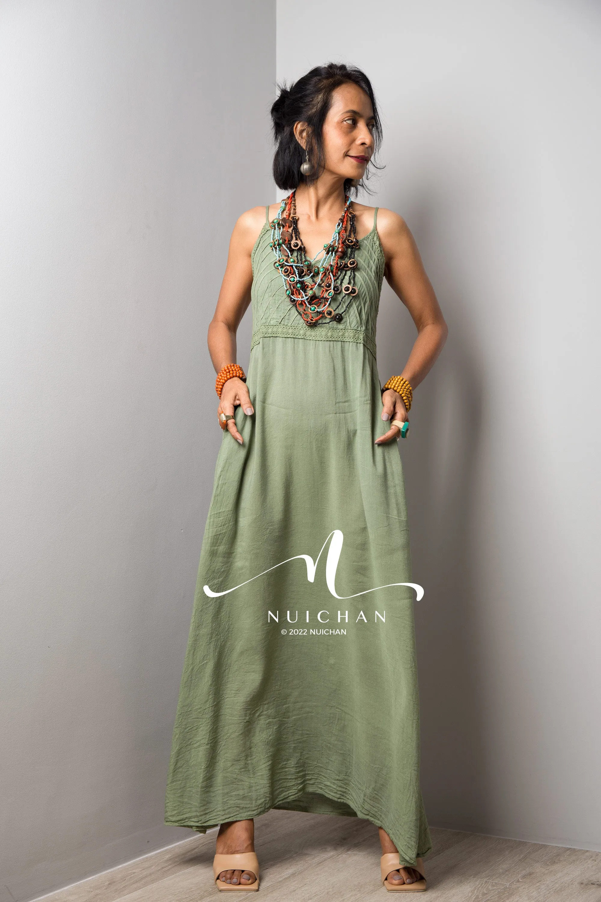 Green cami dress