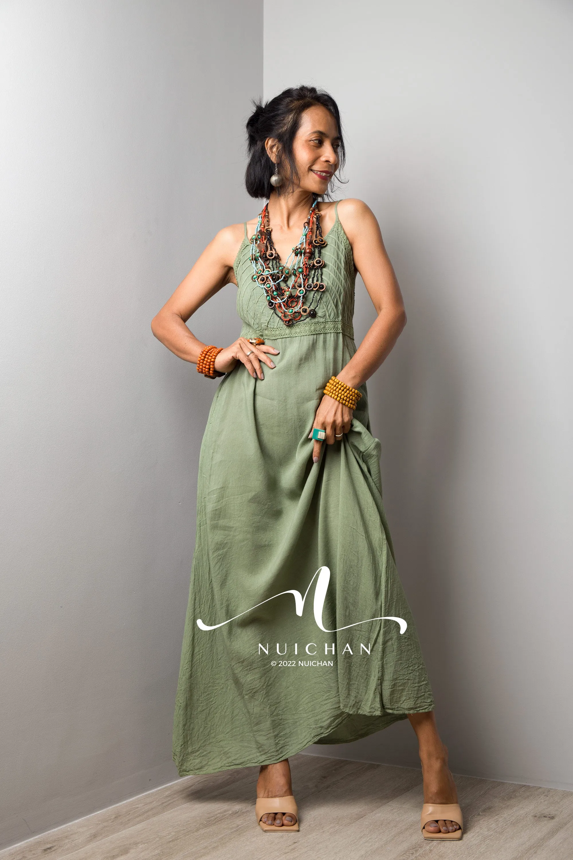 Green cami dress