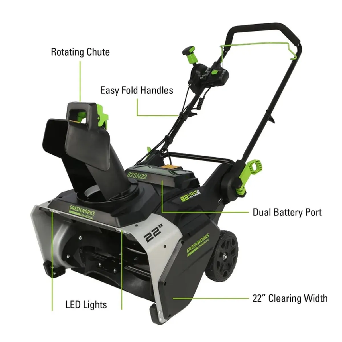 Greenworks 82V 22" Snow Thrower with 5Ah Battery and Dual Port Charger