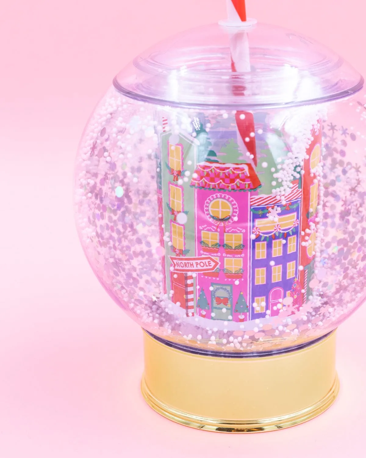 Holiday Village Snow Globe Novelty Sipper