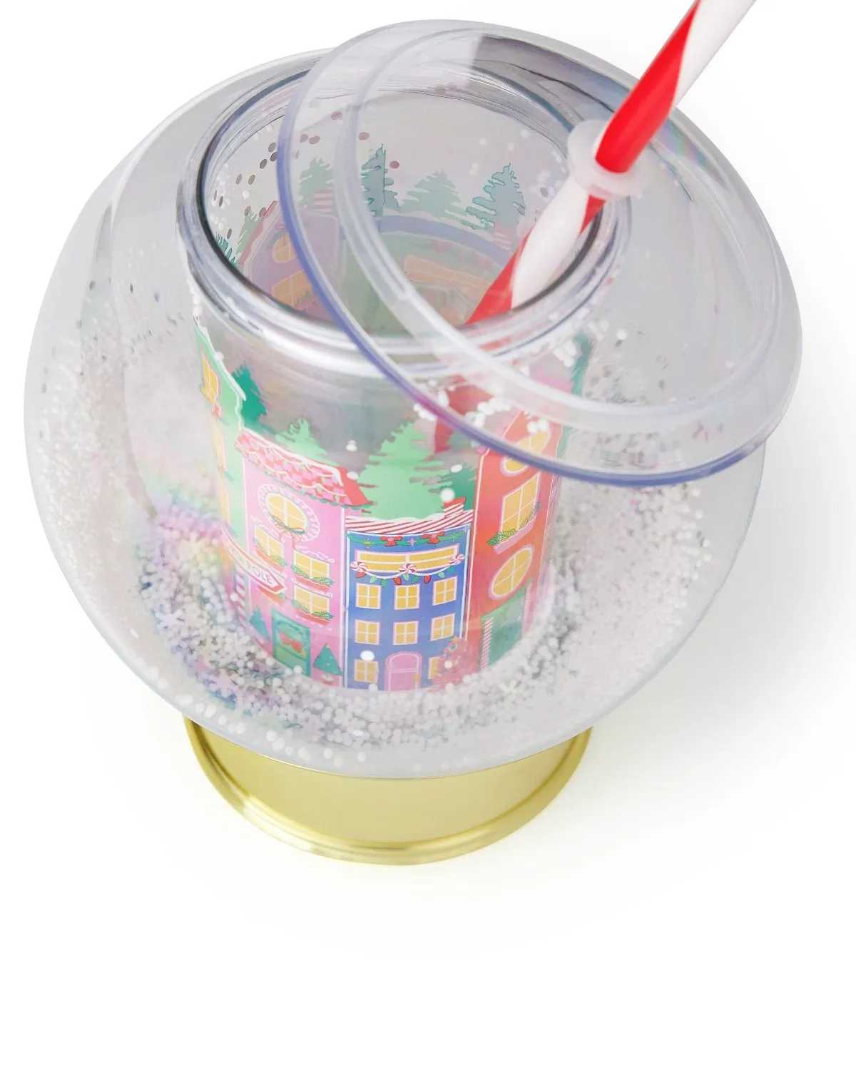 Holiday Village Snow Globe Novelty Sipper