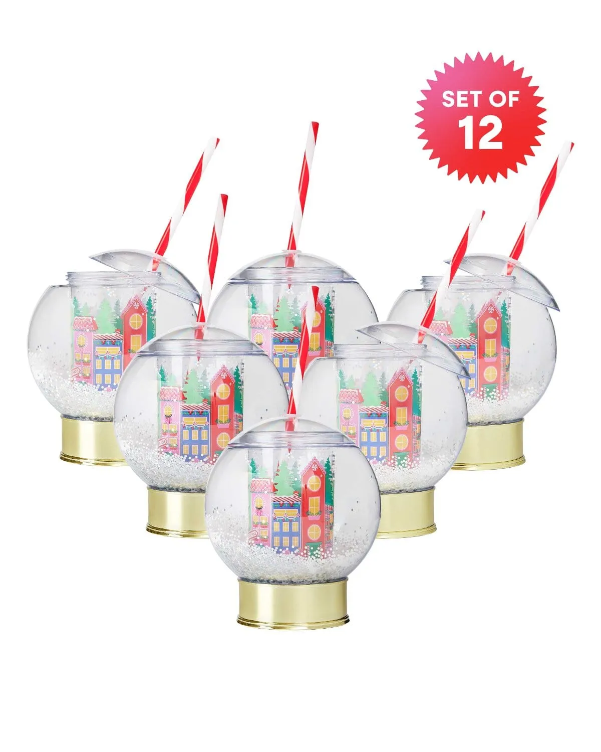 Holiday Village Snow Globe Novelty Sipper