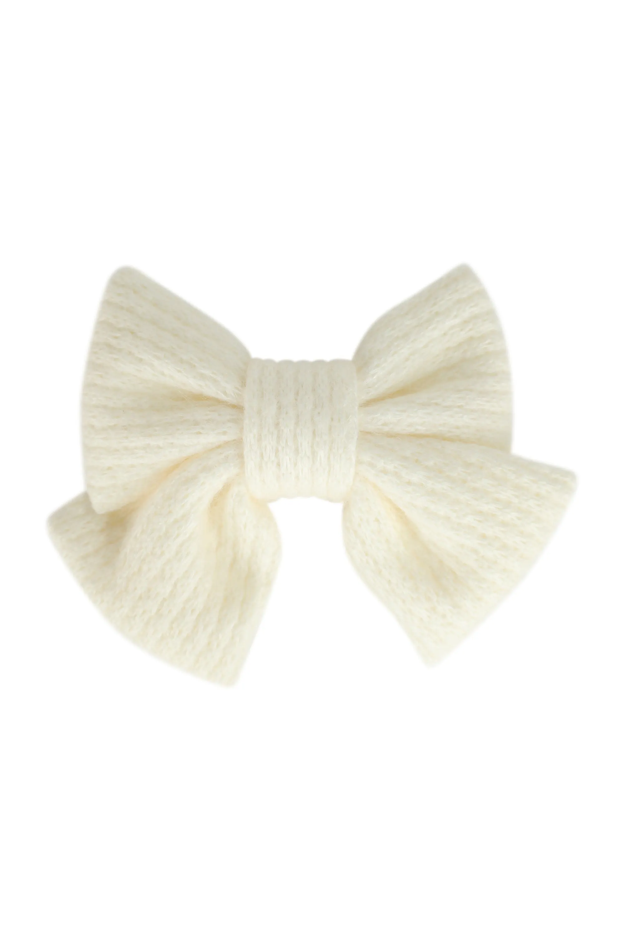 Knitted Bow Clip in Off White