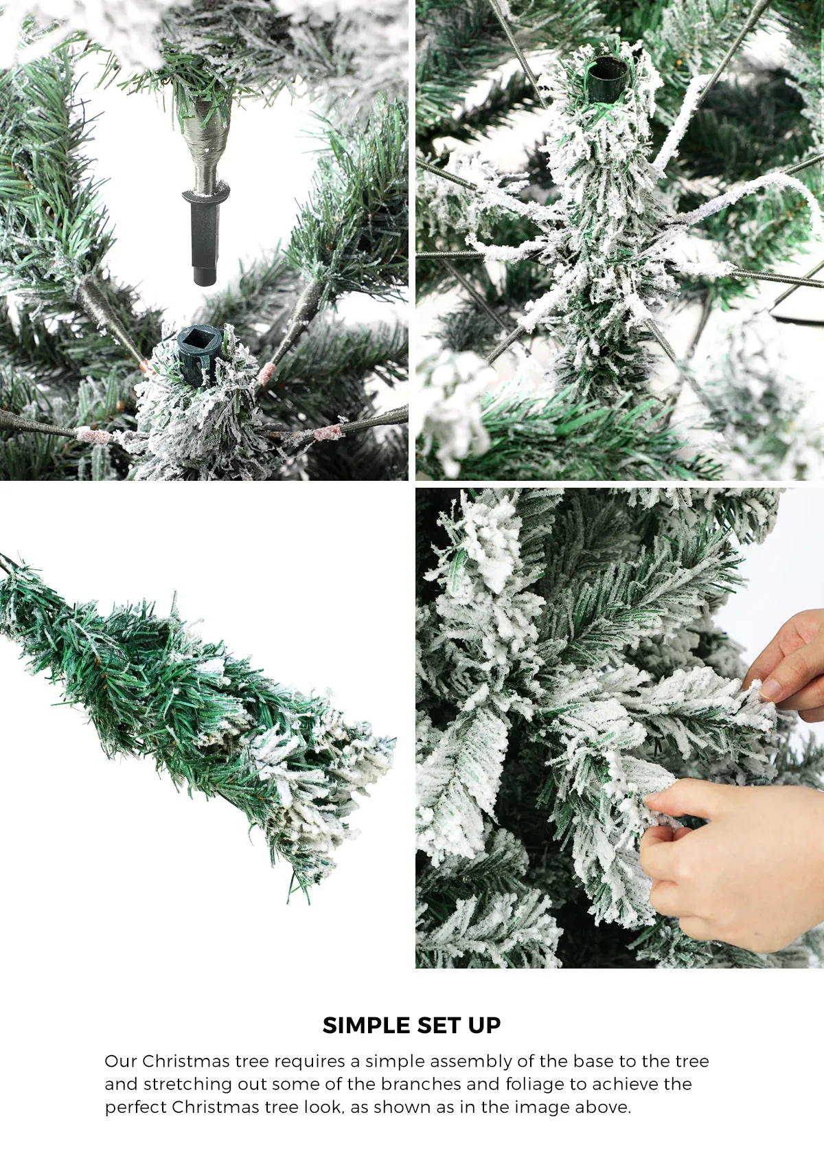 Mazam Christmas Tree 1.8M 6FT Xmas Trees Decorations White Snow Flocked 600 Tips