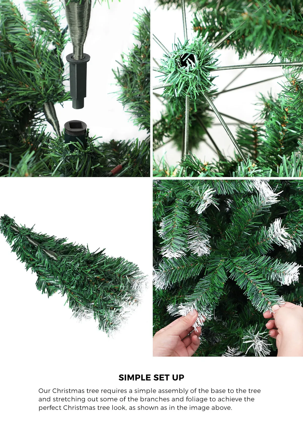 Mazam Christmas Tree 2.4M 8FT Xmas Trees Snowy Decorations Green 1400 Tips