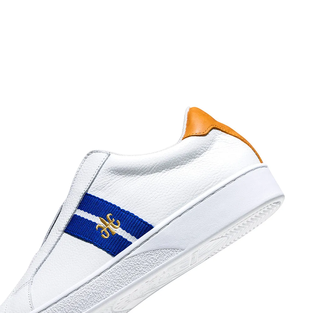 Men's Bishop White Blue Yellow Leather Sneakers 01731-005