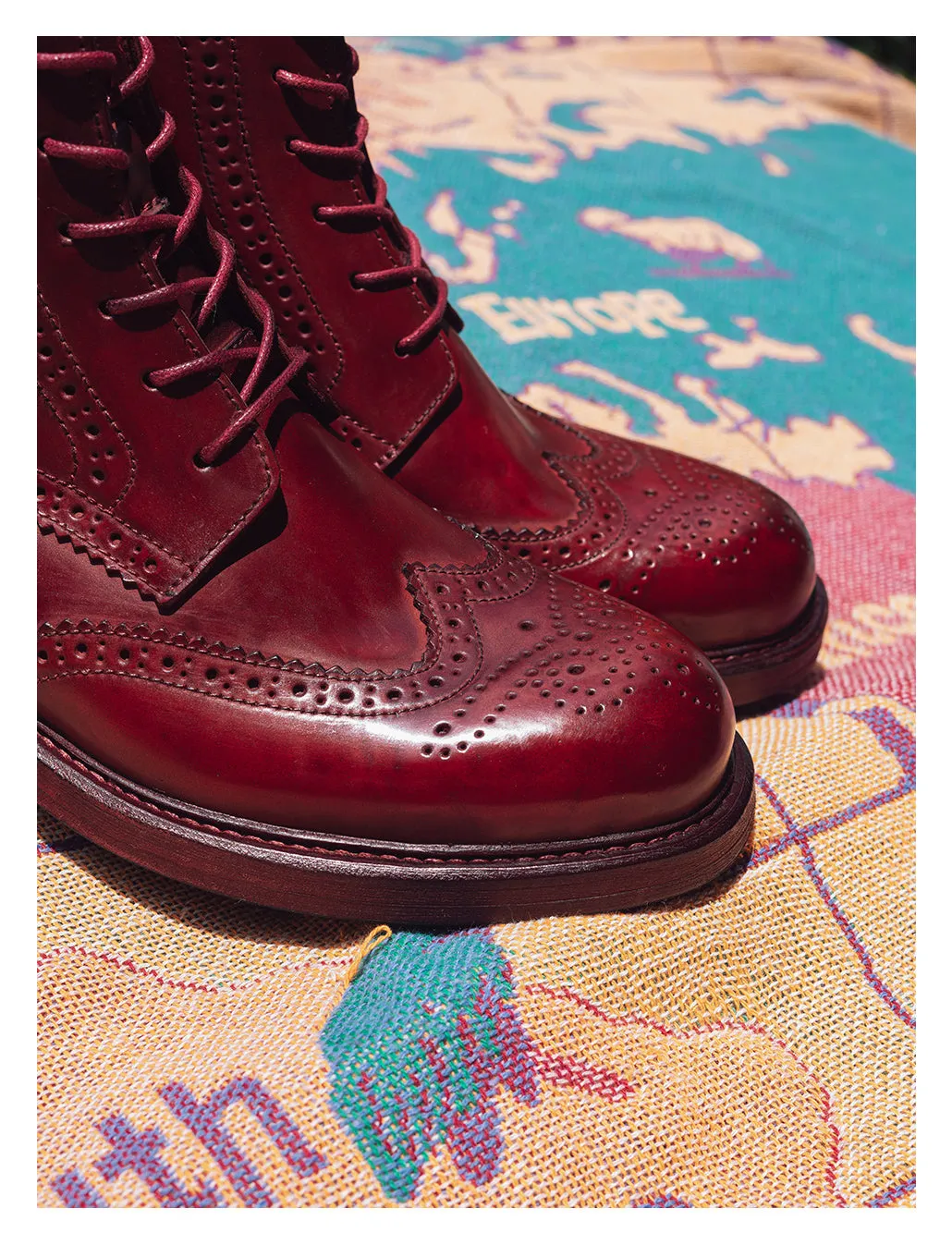 Men's Brogue Dress Boots Burgundy