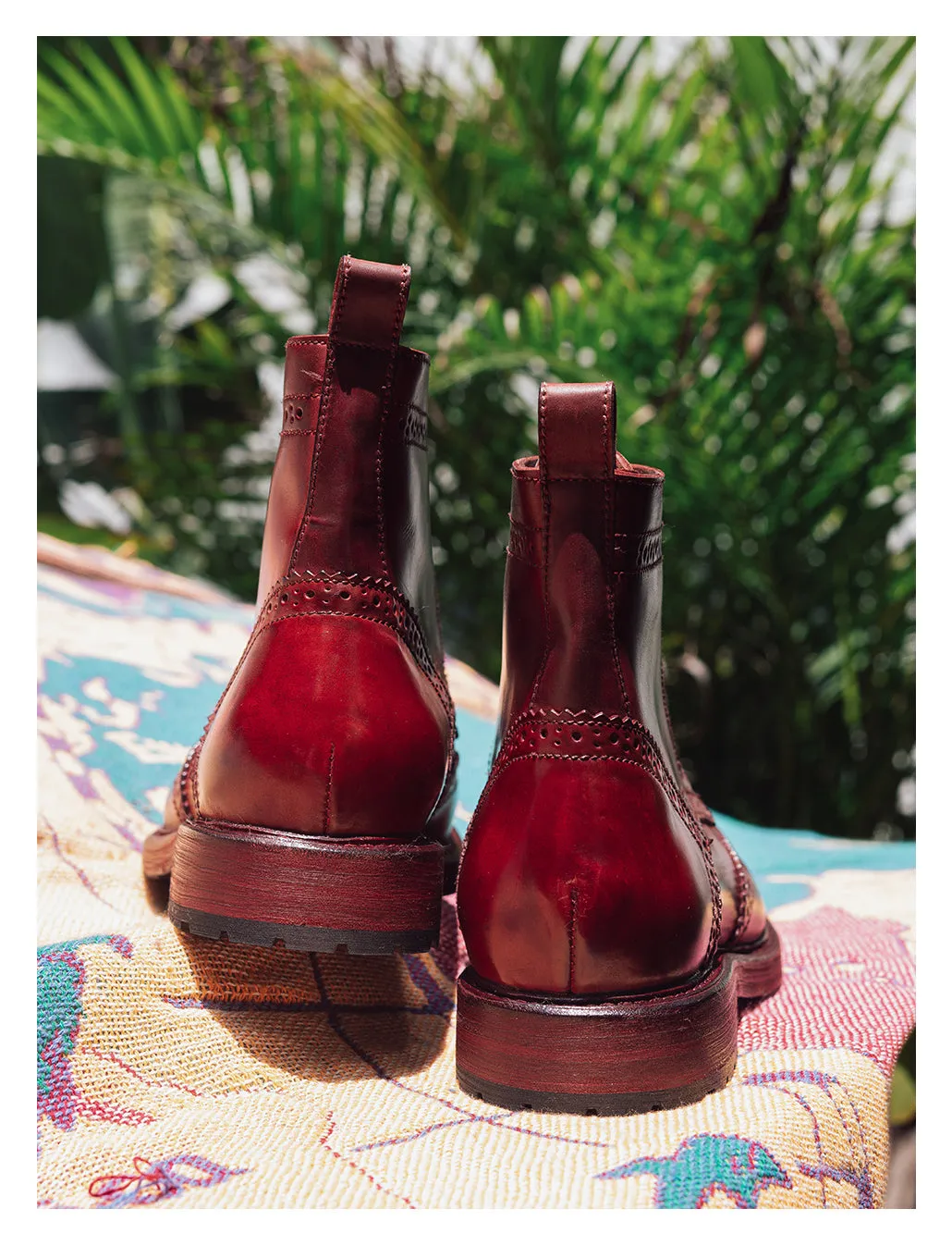 Men's Brogue Dress Boots Burgundy