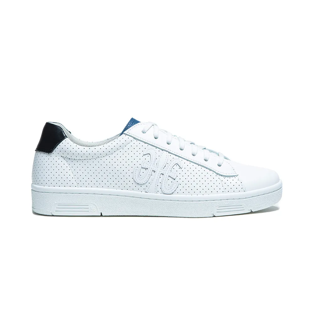 Men's Honor White Blue Black Logo Leather Sneakers 08014-059