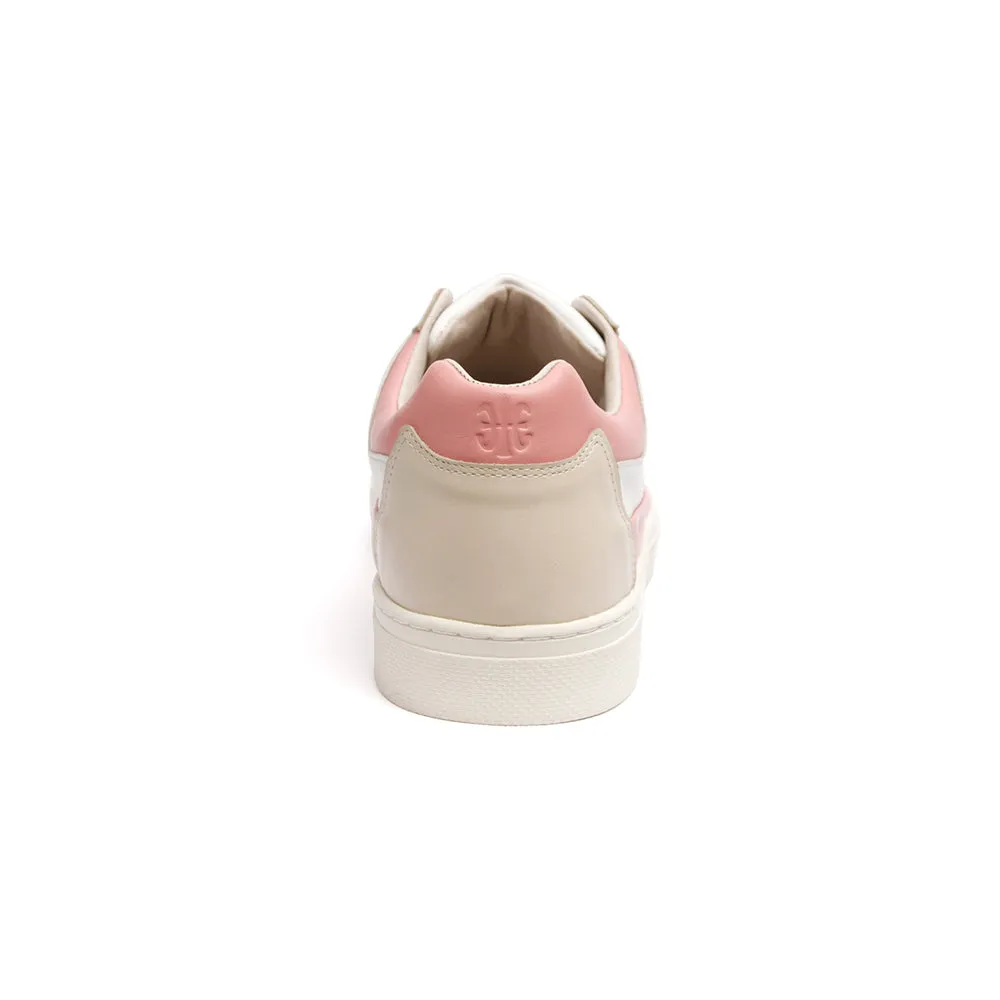 Men's King White Pink Leather Sneakers 04292-010