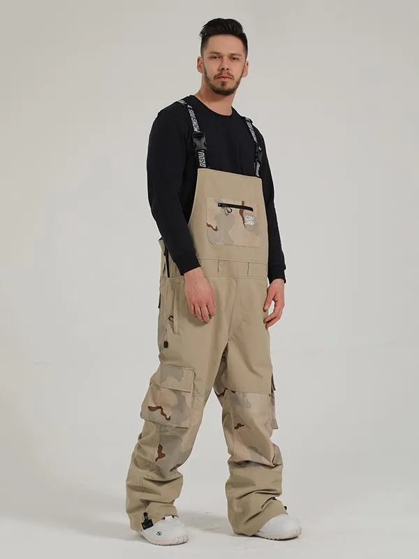 Men's Unisex Gsou Snow PowSlayer Colorblock Cargo Snow Bibs Pants