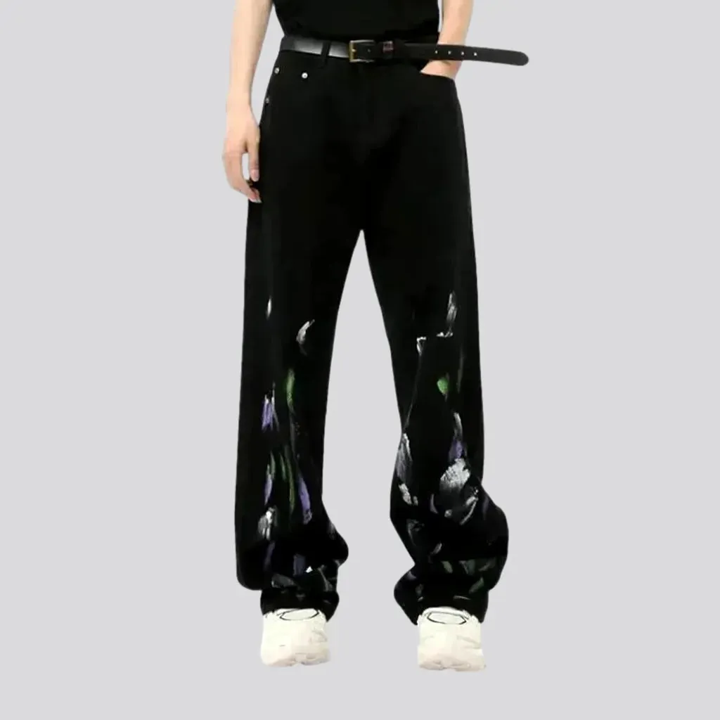 Mid rise painted men's jeans