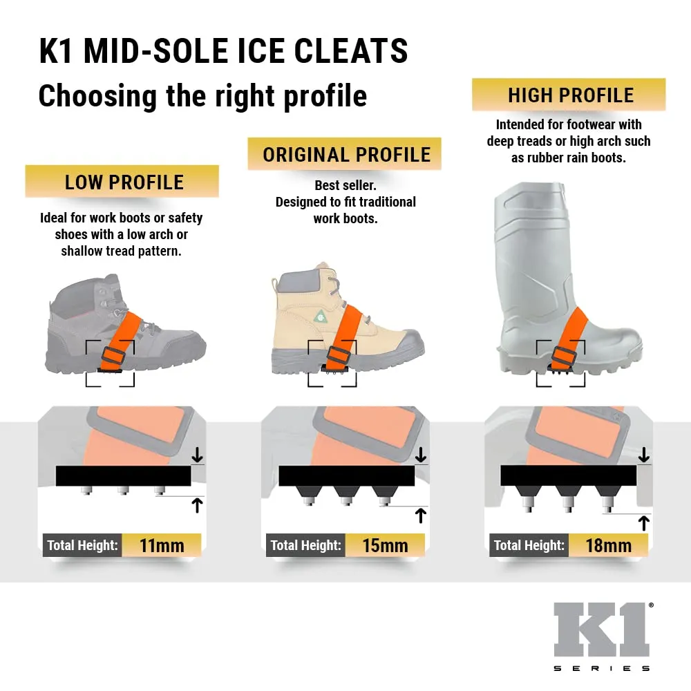 Mid-Sole Intrinsic Ice Cleats, Rotatable Traction Aids FOR Winter 1 Pair